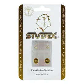 Brinco Studex Tiffany Perola Média Dourado 1 Par
