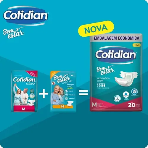 Fralda Geriátrica Cotidian Bem Estar M Com 20 Unidades