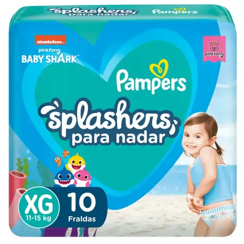 Fralda Pampers Splashers para Nadar Baby Shark G-XG 11 Unidades