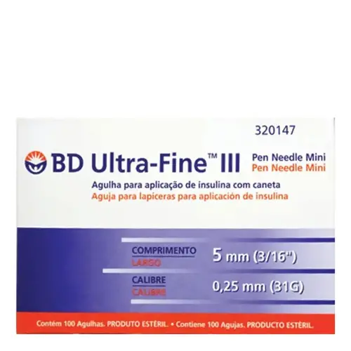 Agulha para Caneta de Insulina BD Ultra-Fine 5mm - 100 Unidades