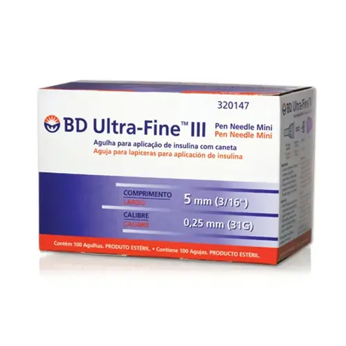 Agulha para Caneta de Insulina BD Ultra-Fine 5mm - 100 Unidades