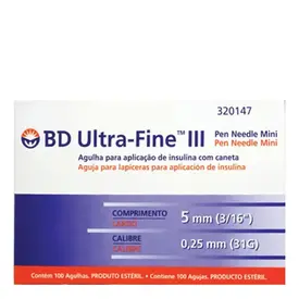 Agulha para Caneta de Insulina BD Ultra-Fine 5mm - 100 Unidades