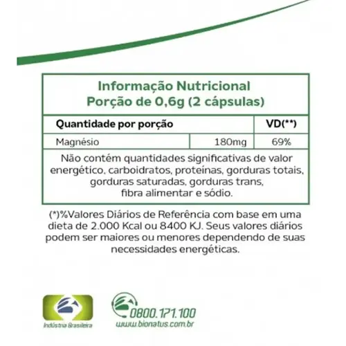 Magnésio Dimalato Bionatus 60 Cápsulas