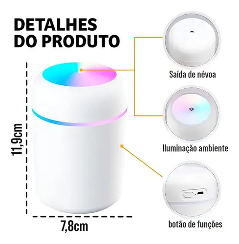 Umidificador Portátil Humidifier 300ml - 1 Unidade