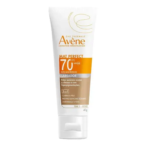 Protetor Solar Facial Avène FPS70 Mat Perfect Clareador Cor Média 40g Fluido