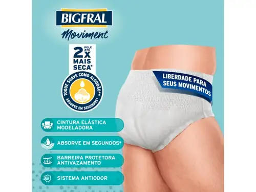 Roupa Íntima Descartável Bigfral Moviment G/XG Unissex 7 Unidades