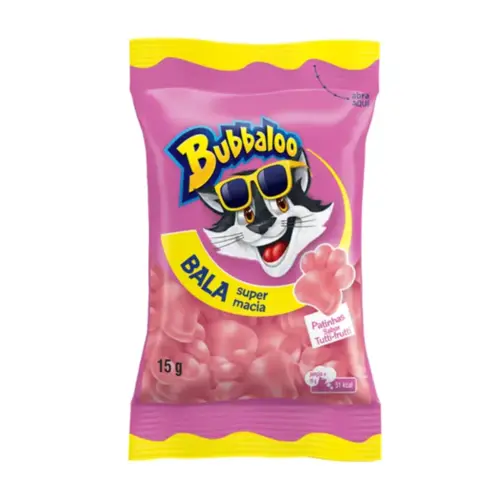 Bala Bubbaloo Patinhas Sabor Tutti-Frutti 15g