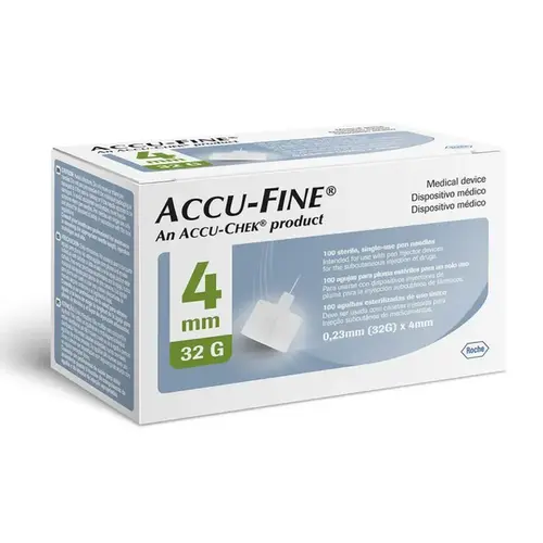 Agulhas para Caneta de Insulina Accu-Fine 4mm 32G 100 Unidades