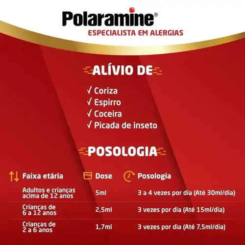 Polaramine 0,4mg/ml - Xarope Sabor de Frutas com 120ml