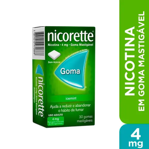Nicorette 4mg 30 Gomas Mastigáveis - Sabor IceMint