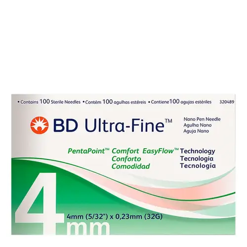Agulha para Caneta de Insulina BD Ultra-Fine 4mm - 100 Unidades