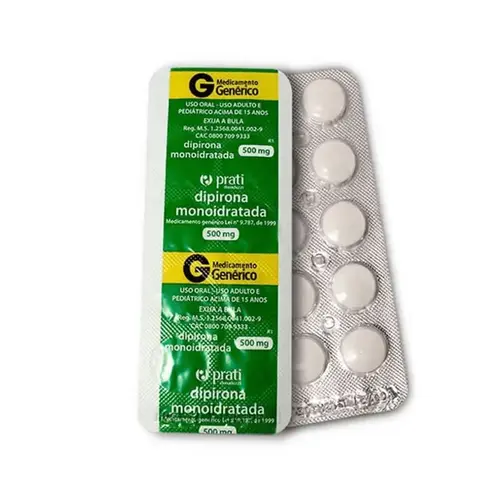 Dipirona Monoidratada 500mg Genérico Prati-Donaduzzi 10 Comprimidos