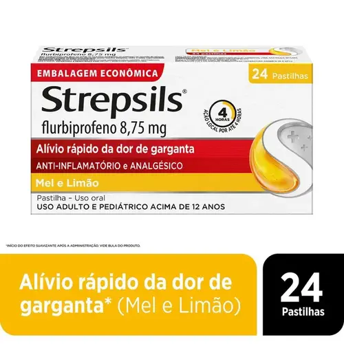 Pastilha Strepsils 8,75mg - Sabor Mel e Limão - 24 Pastilhas