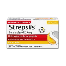 Pastilha Strepsils 8,75mg - Sabor Mel e Limão - 24 Pastilhas
