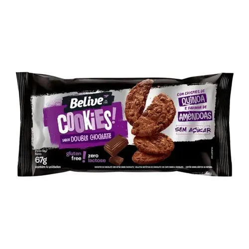 Cookies Belive Zero Açúcar Sabor Double Chocolate 67g