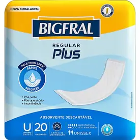 Absorvente Geriátrico Bigfral Regular Plus Unissex Tamanho Único 20 Unidades