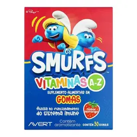 Vitamina Infantil em Gomas Smurfs de A a Z Morango 30 Gomas
