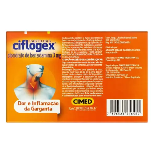 Pastilha Ciflogex 3mg - Sabor Laranja - 12 Pastilhas