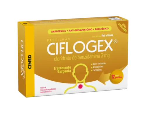 Pastilha Ciflogex 3mg - Sabor Mel e Limão - 12 Pastilhas