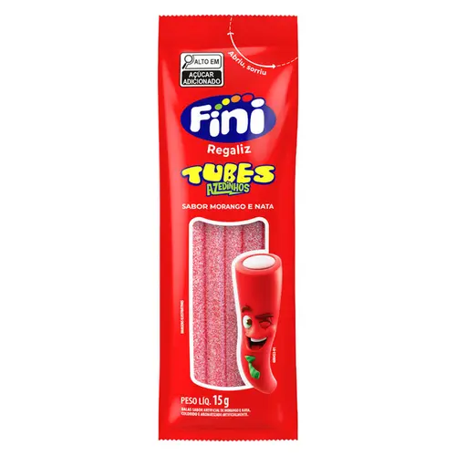 Bala Fini Mini Tubes Morango Azedinho 15g