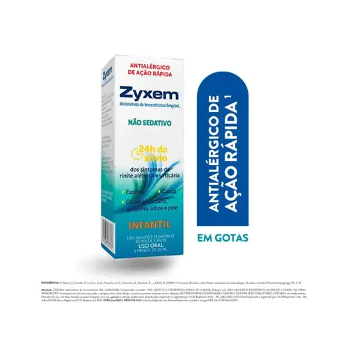 Zyxem - Dicloridrato de Levocetirizina 5mg/ml - Gotas 20ml