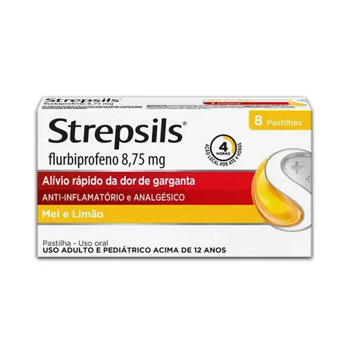 Pastilha Strepsils 8,75mg - Sabor Mel e Limão - 8 Pastilhas