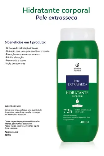 Hidratante Corporal Abelha Rainha Pele Extrasseca 400ml