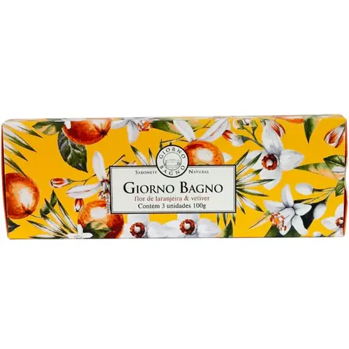 Kit Sabonete em Barra Giorno Bagno Flor de Laranjeira e Vetiver 3 Unidades 100g Cada