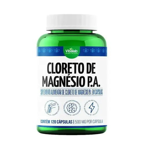 Cloreto de Magnésio P.A. Vitalab 500mg 120 Cápsulas