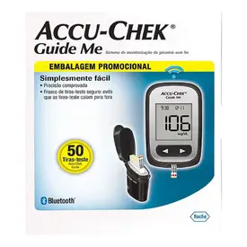 Kit Aparelho Medidor de Glicemia Accu Chek Guide Me + 50 Tiras