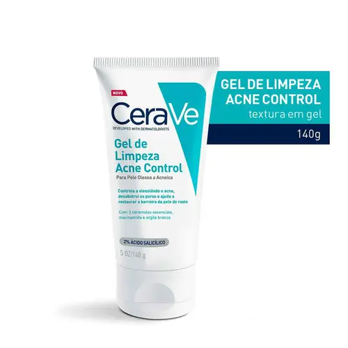 Gel de Limpeza Facial Cerave Acne Control Pele Oleosa a Acneica 140g