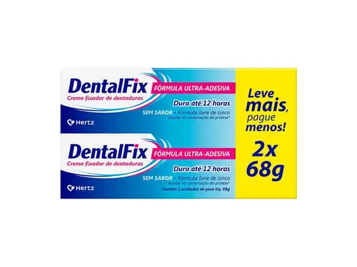 Kit Creme Fixador de Dentadura Dentalfix Sem Sabor 2 Unidades de 68g