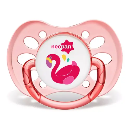 Chupeta Neopan Decorada Rosa Silicone Bico Ortodôntico Nº1 0-6 Meses - 1 Unidade