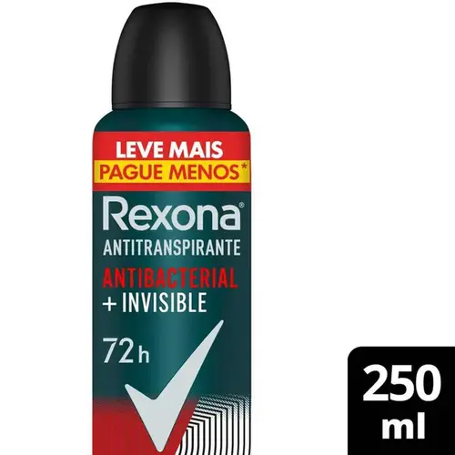 Desodorante Rexona Men Antibacterial e Invisible Aerosol Masculino 250ml