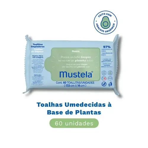 Lenço Umedecido Mustela à Base de Plantas 60 Unidades