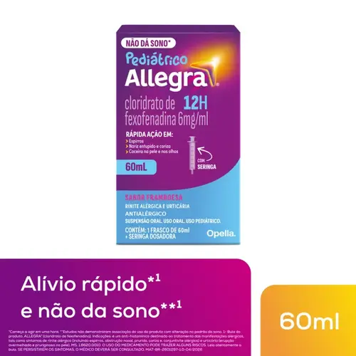 Allegra Pediátrico 6mg/ml - Xarope Sabor Framboesa 60ml