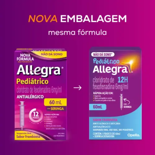 Allegra Pediátrico 6mg/ml - Xarope Sabor Framboesa 60ml