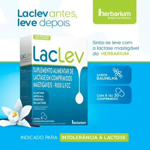 LacLev 9000 FCC ALU Sabor Baunilha 30 Comprimidos