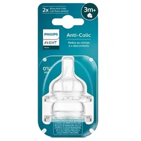 Bico de Mamadeira Avent Anti-Colic Fluxo Variavel 3 Meses+ T5 2 Unidades