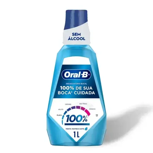 Enxaguante Bucal Oral-B 100% Zero Álcool Menta Refrescante 1L