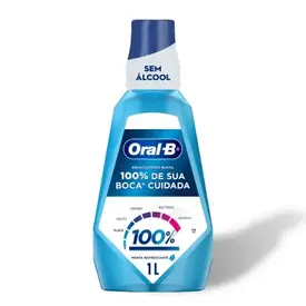 Enxaguante Bucal Oral-B 100% Zero Álcool Menta Refrescante 1L