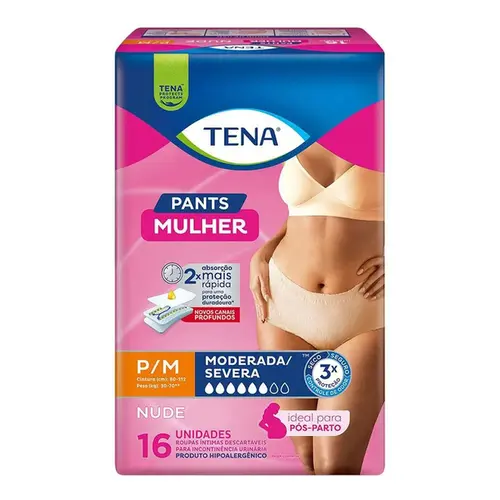 Roupa Íntima Tena Pants Mulher Nude P/M 16 Unidades