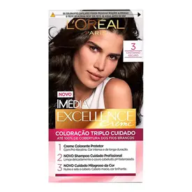 Tintura de Cabelo Imédia Excellence Creme 3 Castanho Escuro L'Oréal Paris 1 Unidade