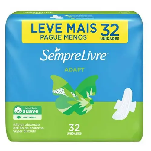 Absorvente Sempre Livre Adapt Suave com Abas 32 Unidades