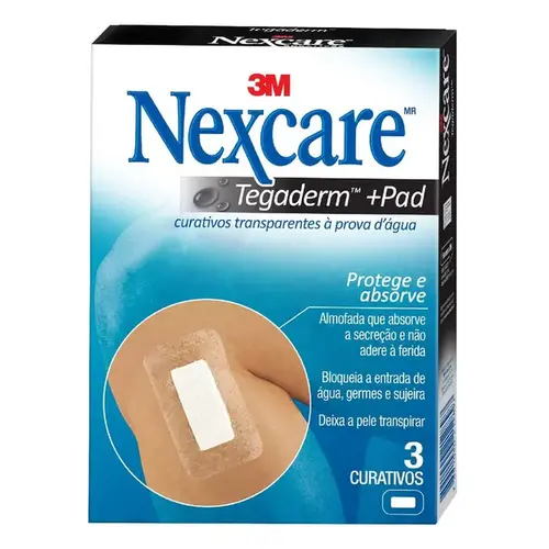 Curativo Nexcare 3M Tegaderm Pad Transparente 3 Unidades
