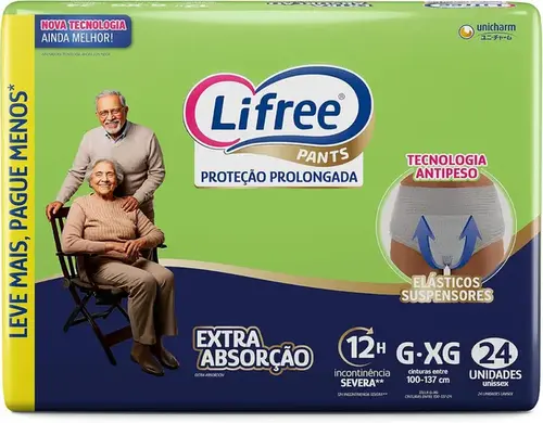 Fralda Geriatrica Calça Extra Absorção Hiper Lifree G/XG 24 Unidades
