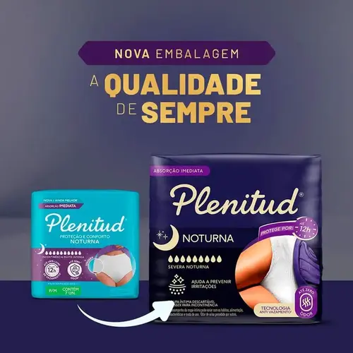 Roupa Íntima Descartável Plenitud Noturna para M Unissex 14 Unidades