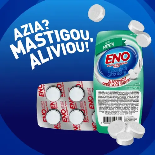 Eno Pastilha Mastigável - Sabor Menta - 8 Pastilhas Mastigáveis