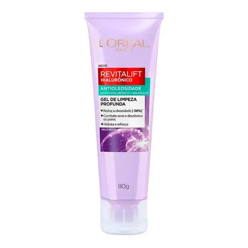 Gel de Limpeza Facial L'Oréal Paris Revitalift Hialurônico Antioleosidade 80g