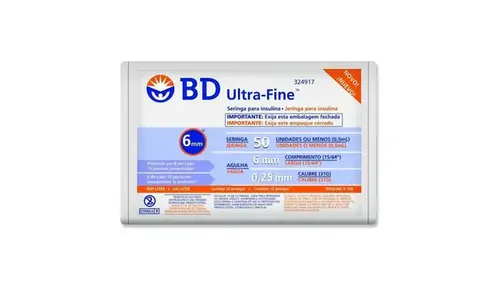 Seringa de Insulina BD Ultra-Fine 6x0,25mm 50UI - 10 Unidades
